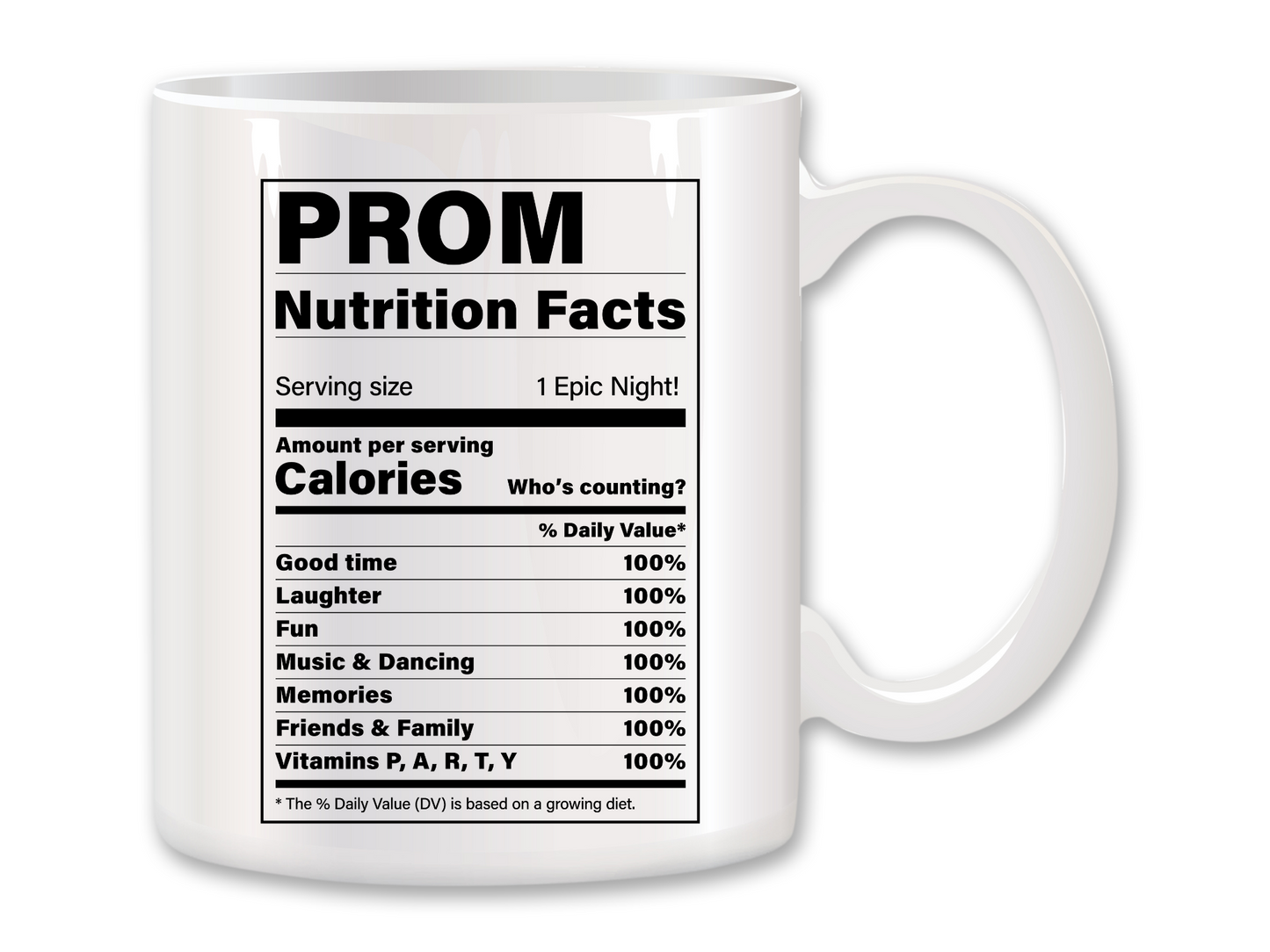 Prom Nutrition Facts Coffee Mug