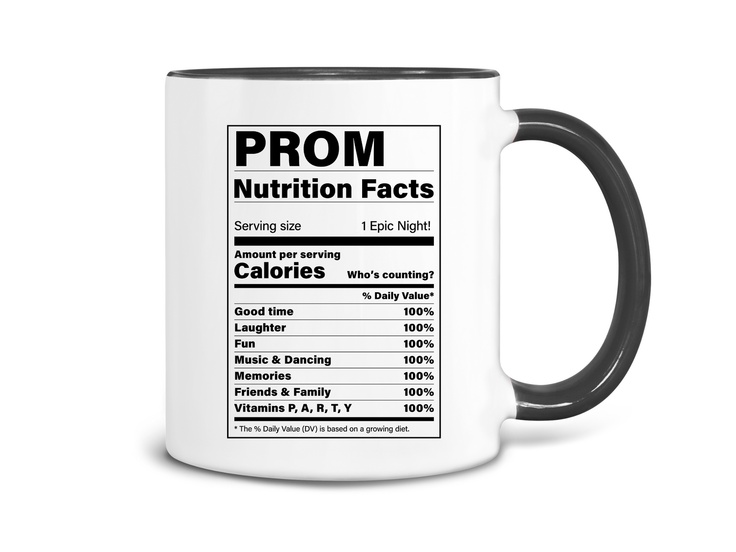 Prom Nutrition Facts Coffee Mug