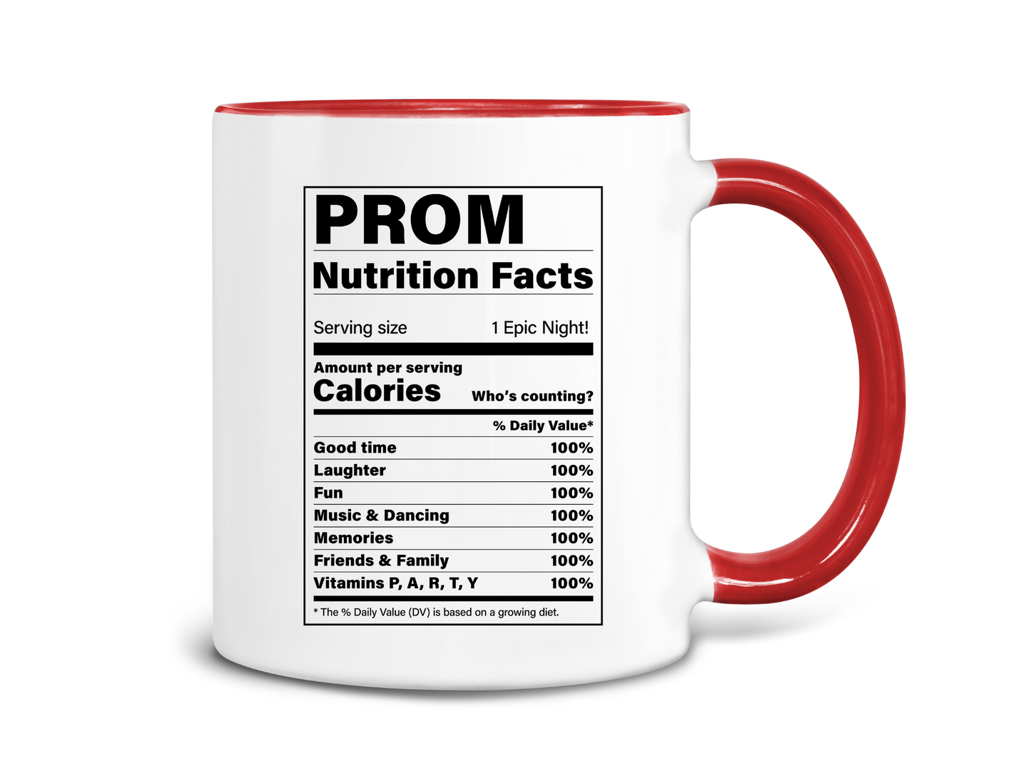 Prom Nutrition Facts Coffee Mug